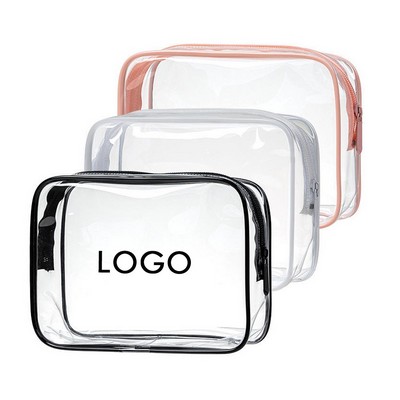 Clear PVC Makeup Cosmetic Bag With Zipper Closure