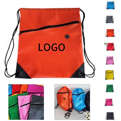 Nylon Drawstring Backpack Thirteen Inches Length Seventeen Inches Width