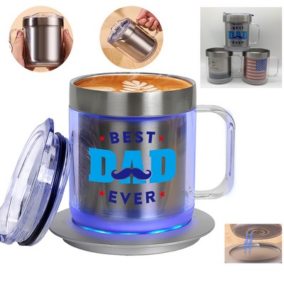 Heated Stainless Steel Charging Double Walled Coffee Tumbler Mug Set