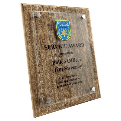 Barnwood Floating Glass Plaque