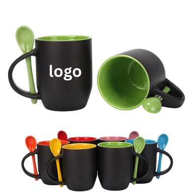 11 Oz. Heat Reveal Ceramic Mug With Integrated Spoon
