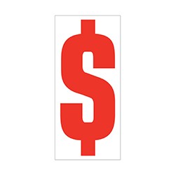 Red On White $ Vinyl Sticker