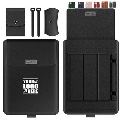 Leather Laptop Sleeve with Foldable Stand