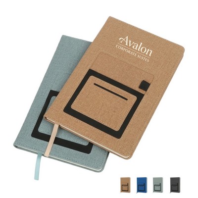 Woven Fabric Journal with Front Business Card Pocket