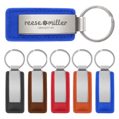 Leatherette Metal Keychain – Custom Laser Engraved Key Tag with Faux Leather Strap and Metal Ring