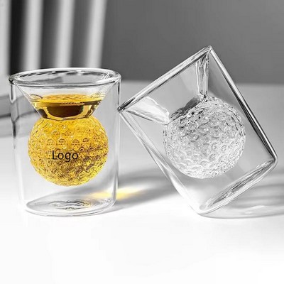 2 Oz Double-Walled Insulated High Borosilicate Glass Golf Whiskey Spirits Glass