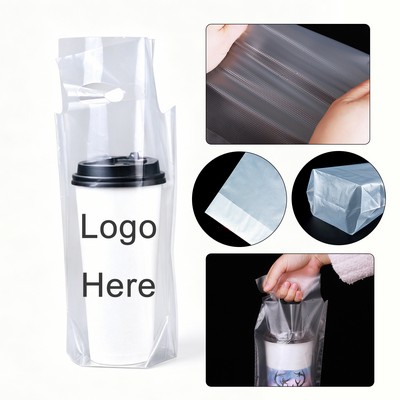 Custom Heavy Duty Clear PE Single Cup Milk Tea Bag for 23.5oz Cup