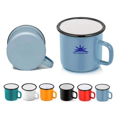 12oz Durable Enamel Coffee Mug Outdoor Camping Drinking Cup