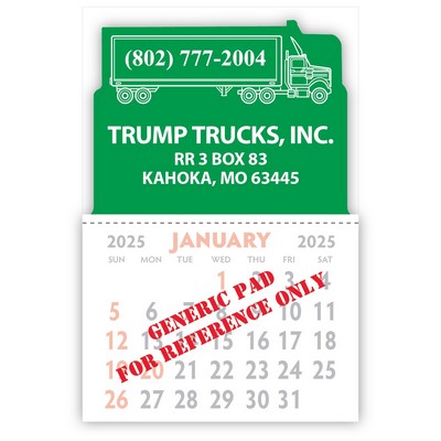 Designer Shaped Kwik-Stik Smooth Vinyl Calendar w/ Semi-Truck Top