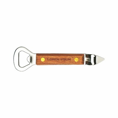 Deluxe Bottle/Can Opener w/Wood Handle