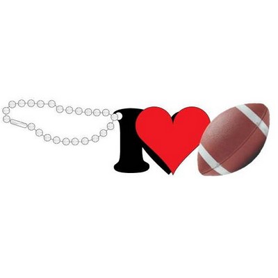 I Love Football Promotional Key Chain w/ Black Back (3 Square Inch)