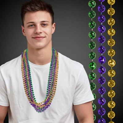 33" Disco Ball Beaded Faceted Necklace