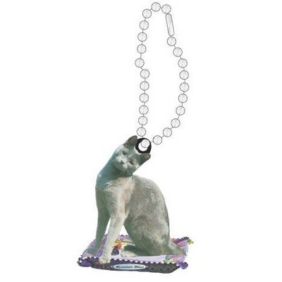 Russian Blue Cat Promotional Key Chain w/ Black Back (3 Square Inch)