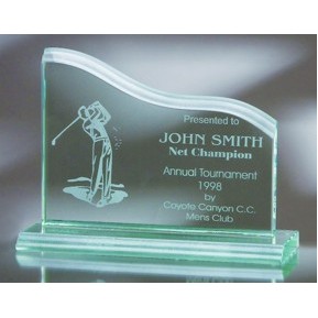 Medium Waterfall Jade Glass Award (7"x8"x5/8")