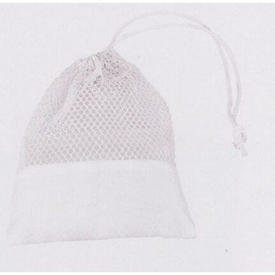 Nylon Mesh Drawstring Bag w/ Solid Bottom