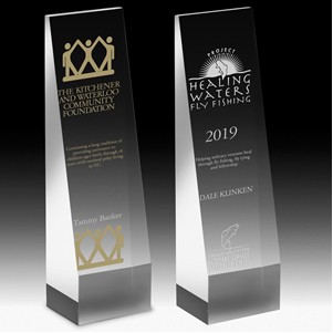 Laser Engraved Angled Obelisk Award (9"x 2 1/2"x 2")