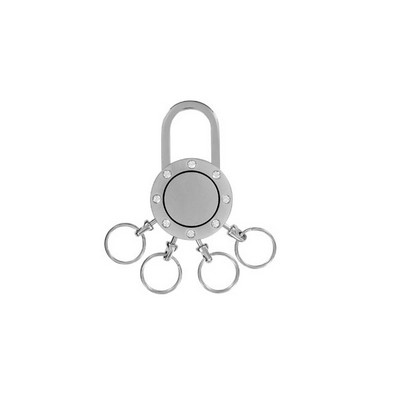 Round Satin Finish Key Chain embellished with quality crystals. (Domestic Production)