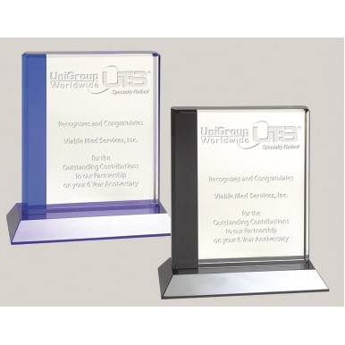 7" Premier Crystal Rectangle Award w/Black Base