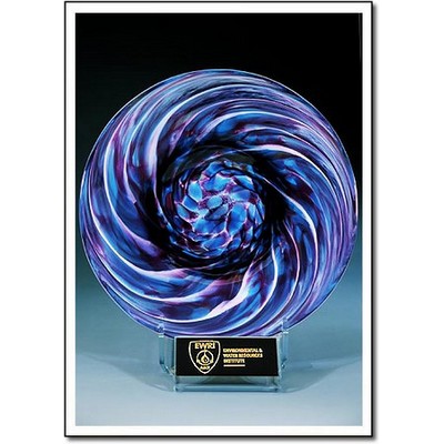 Lavender Whirlpool Art Glass Rondelle w/ Stand (12"x12")