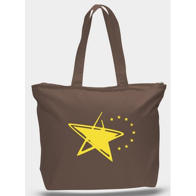 Heavy Jumbo Brown Canvas Tote--20x15x5--1-Color Imprint