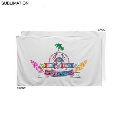 Plush and Soft Velour Terry Cotton Blend White Beach Towel, Sublimated Full Color Logos (35"x60")