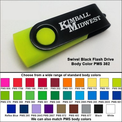 Swivel Black Flash Drive - 512 MB Memory - Body PMS 382