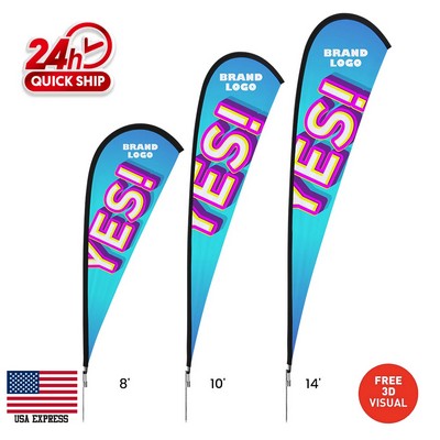 10' Premium Double-Sided Teardrop Flag Kit w/Ground Spike