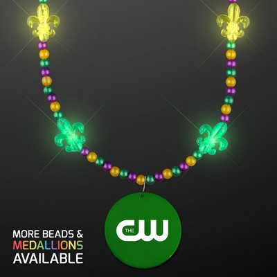 Light Up Fleur de Lis Jewelry With Green Medallion - PRINTED