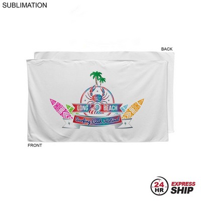 24 Hr Express Ship -Plush and Soft Velour Terry Cotton Blend White Beach Towel, Sublimated (35"x60")