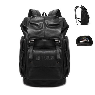 Pu Leather Casual 15.6" Laptop Backpack