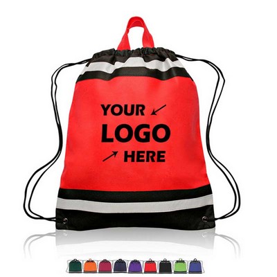 Non Woven Reflective Strip Drawstring Backpack Bag
