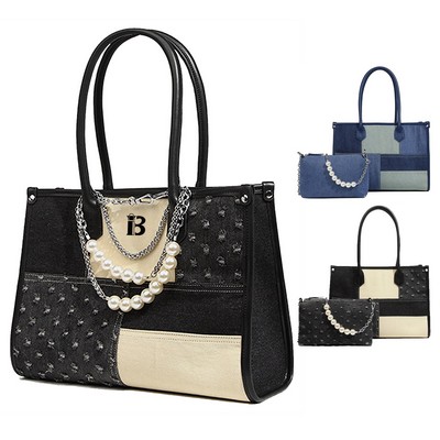 2" 1 Denim Shoulder Handbag