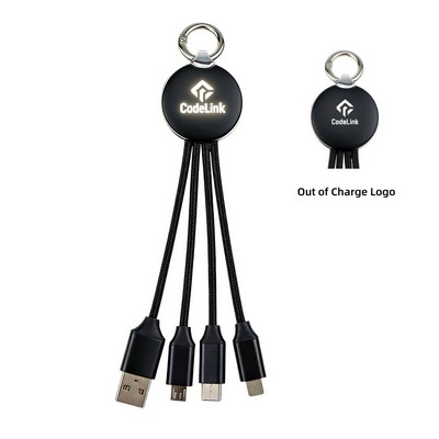 3-in-1 Triplet Charging Cable LED Light Up Logo with Keychain