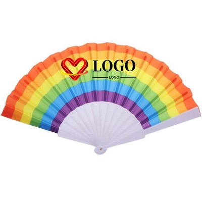 9" Rainbow Pride Folding Hand Fans For Edm Music Club Event