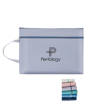 Oxford A4 Document Holder Zipper Organizer Pouch with 2 Pockets and Handle