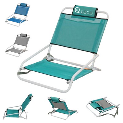 Folding Beach Chair w/ Back Pocket