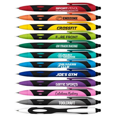Sport Pencil - Soft Touch Rubberized Mechanical Pencil with Twist-Up Eraser & #2 HB Leads
