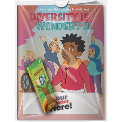 Combo Pack - "Diversity is Wonderful" Coloring Book & 4-Pack of Crayon in a Poly Bag