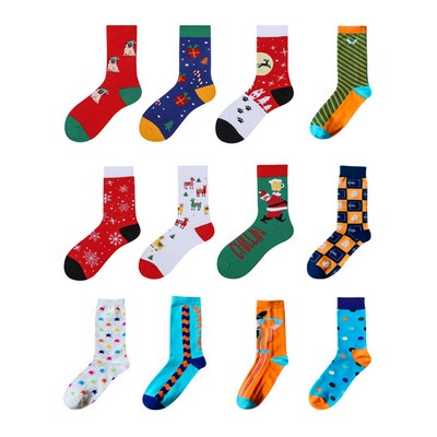 Custom 100% Cotton Full-Color Dress Socks w/200-needle Knit