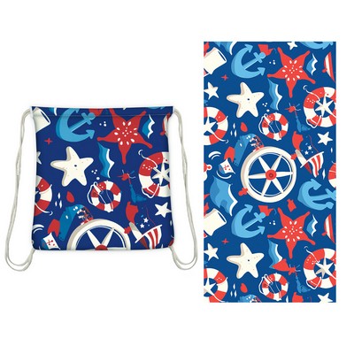 2" 1 Drawstring Beach Towel Backpack 32 x 63"