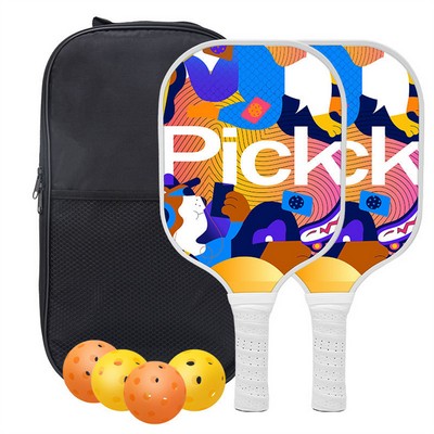 Premium Glass Fiber Pickle ball Paddle Set - 2 Rackets & 4 Training Balls for Enhanced Performance