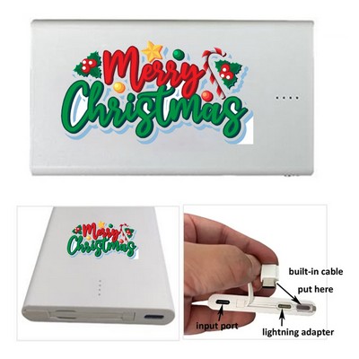 Card Shaped Power Bank with Built-in Cable 4000mAh In Stock