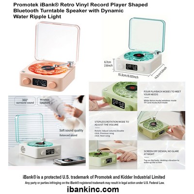 iBank ® Retro Vinyl Record Player Shaped Bluetooth Turntable Speaker