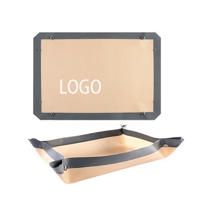 Foldable Leakproof Food-Grade Silicone Baking Oven Mat w/Snap Buttons 16 1/2"x11 3/5"