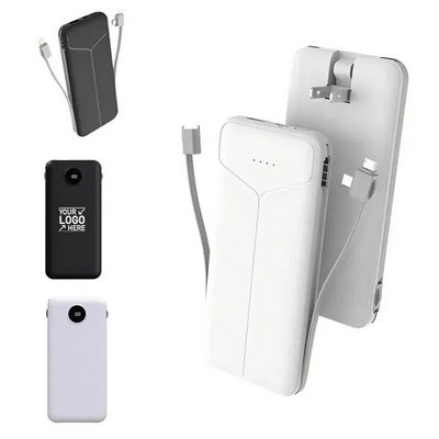 Power Bank with Plug Ultra Slim 10000mAh