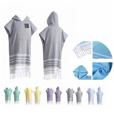 Hooded Beach Towel Surf Poncho with Front Pocket