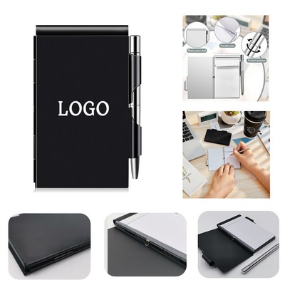 Aluminum Shell Pocket Notebook With Pen