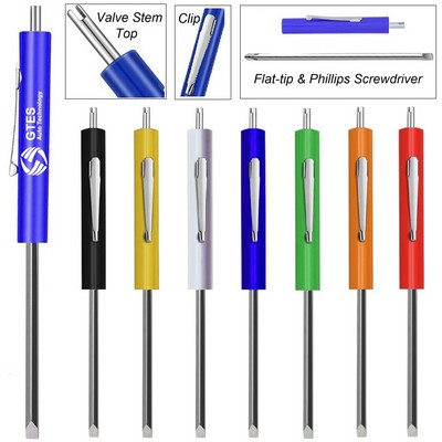 Reversible Screwdriver with Valve Stem Top