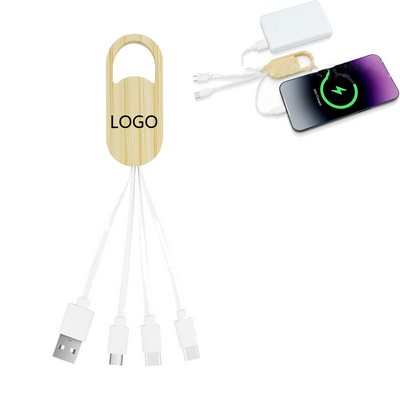 Eco-Friendly Bamboo 3-in-1 Charging Cable