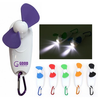 3-in-1 Pocket Handheld Fan w/LED Light & Carabiner